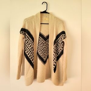 Hollister, Medium, White/Black Checkered Wool Cardigan